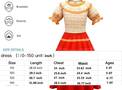 Vista 6 de GVGWenge Encanto Costume for Girls Princess Dress up Halloween Party Role Play Dress