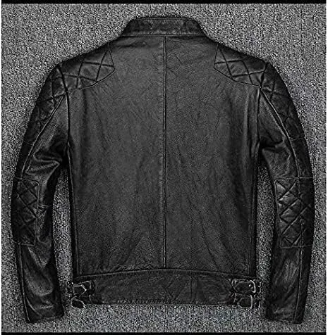 Vista 2 de Mens Vintage Cafe Racer Quilted Motorcycle Black Biker Sheepskin Leather Jacket