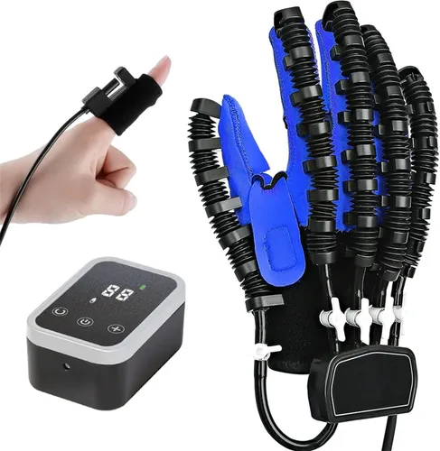 Vista 2 de Guantes robóticos de rehabilitación con 3 modos, equipo de terapia física para recuperación de accidentes cerebrovasculares y entrenamiento de dedos