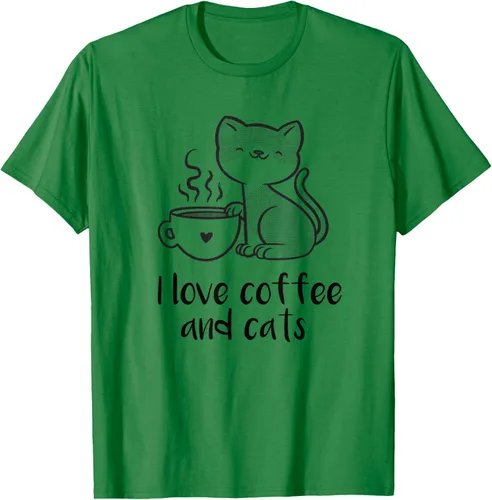 Vista 5 de I love coffee and cats Tazas de granos de café Camiseta de gato café, Blanco, S