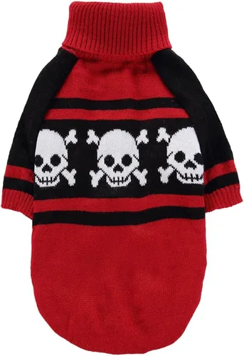Vista 24 de Suéter de dos patas de algodón acanalado para Halloween, cuello alto a rayas alces estampado de Navidad para Teddy, Chihuahua, Shih Tzu, Yorkshire
