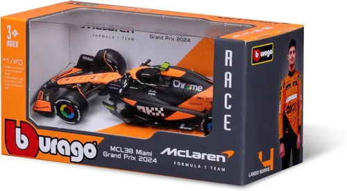 Vista 7 de Bburago Escala 1/43 Fórmula 1 McLaren F1 MCL38 Colección Grand Prix de Miami - #4 Lando Norris