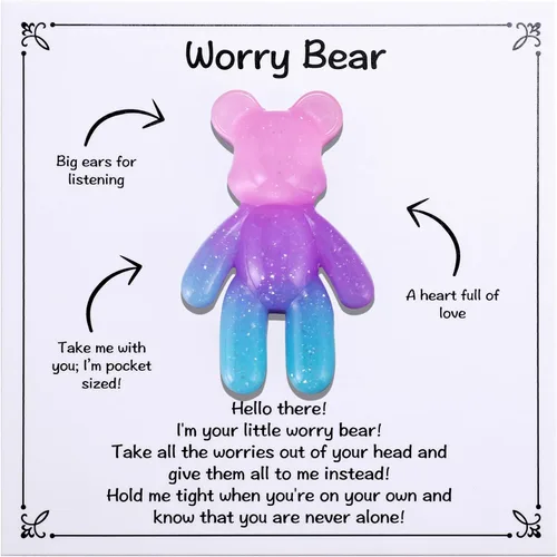 Vista 11 de Aesnefe Abrazo de oso de bolsillo, recuerdo para aliviar la ansiedad, regalo de aliento para la salud mental, ficha de apoyo emocional, regalo