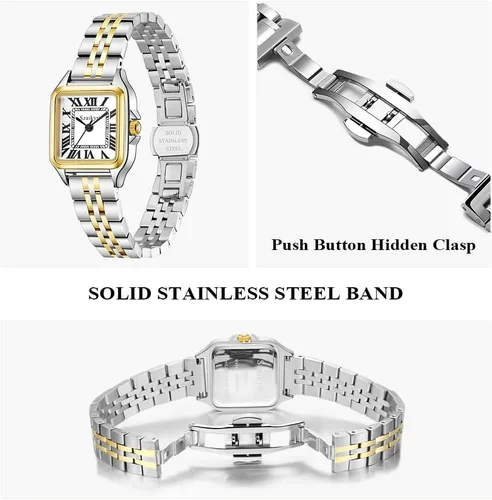 Vista 3 de Classic Relojes cuadrados de mujer con números romanos, de vestir, informal