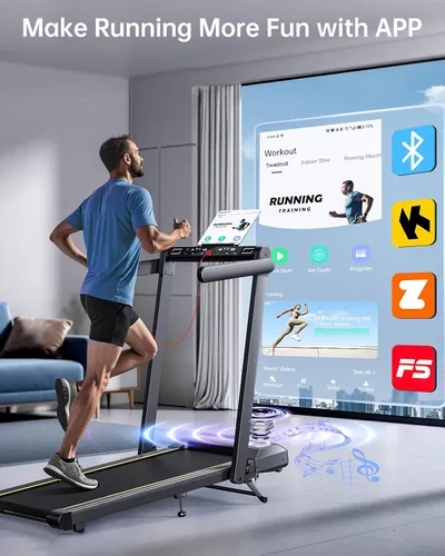 Vista 4 de TOPUTURE Walking Pad Treadmill with 12% Incline & Handle Bar, Treadmills for Home with Bluetooth Speaker, 4 in 1 Under Desk Treadmill Folding