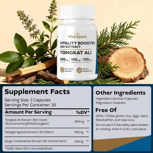 Vista 2 de Tongkat Ali para hombres – Longjack con Fadogia Agrestis y Turkesterone, suplemento certificado por terceros para entrenamiento de rendimiento