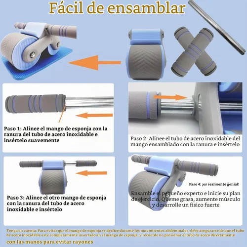 Vista 6 de RODILLO DE ABDOMINIO DE REBOTE AUTOMÁTICO: Rodillo abdominal de rebote automático para ejercicio con rodilleras, diseño de equilibrio de doble rueda