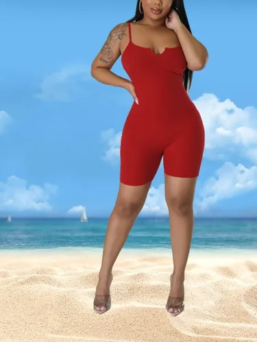 Vista 4 de acelyn Overol de entrenamiento para mujer, de una pieza, con pantalones cortos acanalados, para verano, yoga, sexy