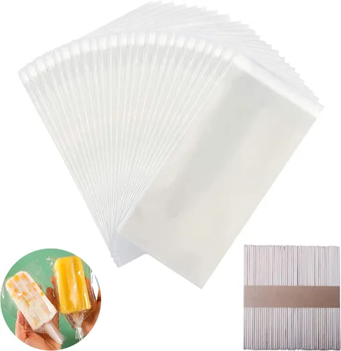 Vista 9 de Miaowoof 200 bolsas de paletas sellables, bolsas de hielo para helados, envoltorios transparentes autoadhesivos, 6.3 x 3.2 pulgadas desechables