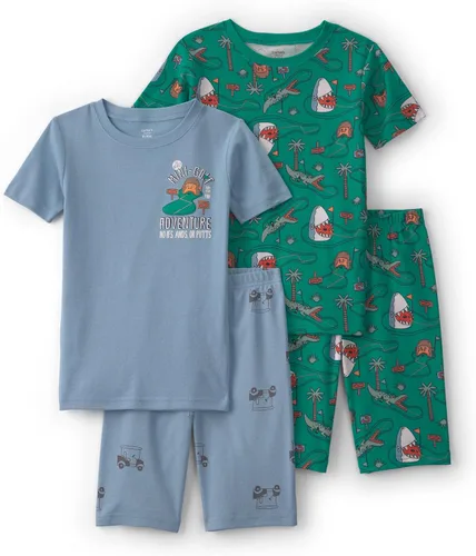 Vista 4 de Carter's Conjunto de pijama de algodón ajustado de 4 piezas para niños Perro rayado