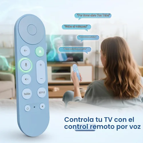 Vista 5 de Reemplazo de voz para el mando a distancia de Google Chromecast, para el control remoto de Google TV y Google TV Streamer (Azul)