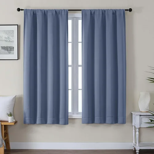 Vista 122 de Gwine Cortinas opacas para dormitorio, 54 pulgadas de largo, paneles de cortina de ventana con aislamiento térmico y reducción de ruido, cortinas