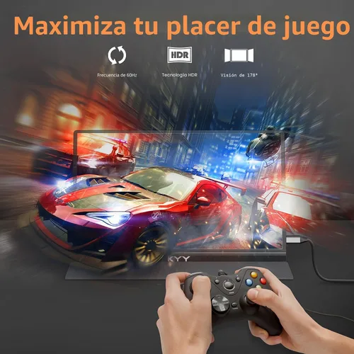 Vista 5 de KYY Monitor portátil de 15.6 pulgadas FHD 1080P USB C HDMI monitor de juegos ultra delgado pantalla IPS con cubierta inteligente y altavoces, Plug &