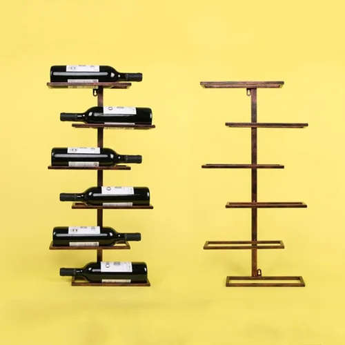 Vista 3 de Vintage Wall Mounted Wine Bottles Rack 6 Bottles Holder, Metal Iron Rustic Bronze Wine Bottles Storage Holder Bar Kitchen Champagne Bottle Display