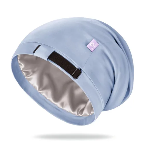 Vista 10 de OLESILK Gorro de seda para cabello rizado, gorro de seda para dormir, unisex, mediano, negro