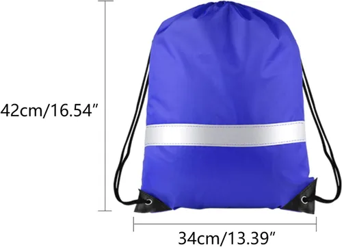 Vista 2 de KUUQA Mochila con cordón y tira reflectante, mochila de cuerda, bolsa de cincha a granel para escuela, yoga, deporte, gimnasio, viajes, Azul, Moderno