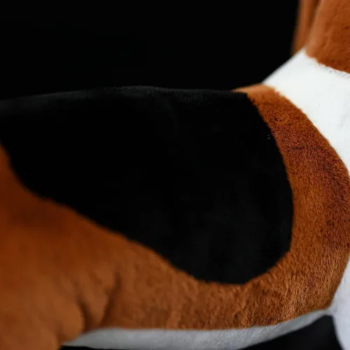 Vista 7 de Peluche realista de Basset Hound francés, 12 pulgadas, almohada de cachorro de perro marrón