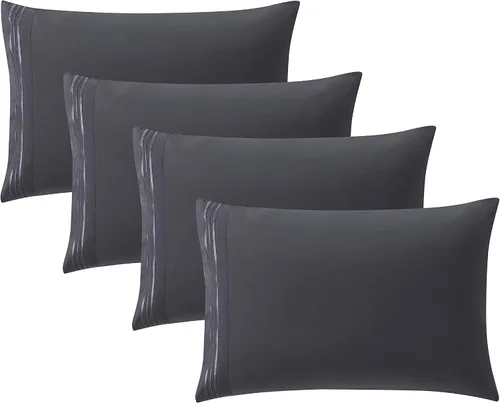 Vista 76 de Clara Clark Fundas de almohada de tamaño estándar – Funda de almohada ultra suave, fundas de almohada de microfibra ligera tamaño Queen – Juego de 2