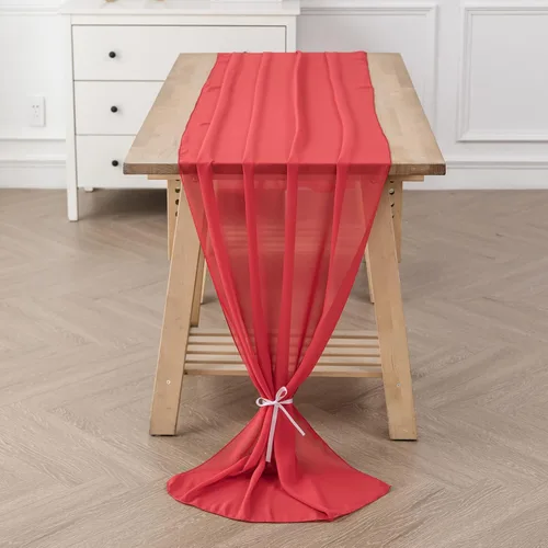 Vista 24 de Paquete de 2 caminos de mesa de gasa de 10 pies de 29 x 120 pulgadas, camino de mesa romántico transparente para boda, fiesta de cumpleaños