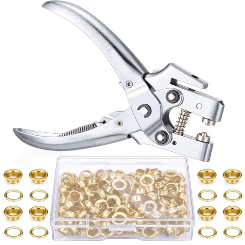 Vista 12 de Kit de herramientas para ojales, alicates para ojales, plata, 3/16 pulgadas Plateado