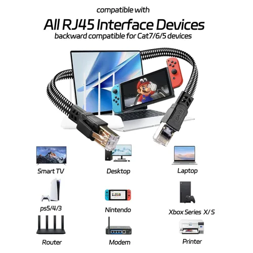 Vista 5 de Cables Ethernet Cat 8 de 3 pies, 6 pies, 10 pies, 15 pies, 20 pies, 25 pies, 30 pies, 40 pies, 50 pies, 60 pies, 75 pies, 100 pies, cable de red