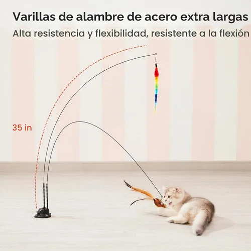 Vista 4 de Potaroma Juguetes de varita para gatos con ventosa, juguete interactivo