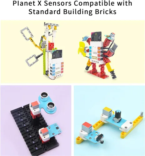 Vista 4 de ELECFREAKS Microbit Nezha Inventor Kit Planet X Sensores de arranque con más de 40 proyectos de aprendizaje y más de 400 ladrillos, placa