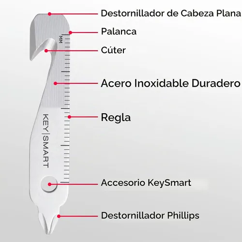 Vista 2 de KeySmart MultiTool - Herramienta multiusos 5 en 1 para llavero con abridor de cajas, regla, barra de palanca, destornillador Phillips y cabeza