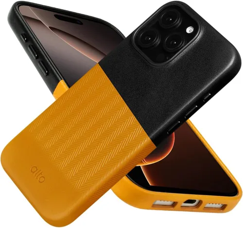 Vista 46 de alto Funda para teléfono compatible con iPhone 15 2023 y MagSafe, funda magnética de cuero italiano, funda protectora contra caídas de la serie Clop