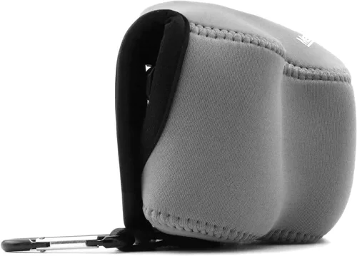 Vista 3 de MegaGear. Funda para cámara, ultra liviana neopreno con mosquetón para Sony A6000, A6300 con lente 16-50 Gris