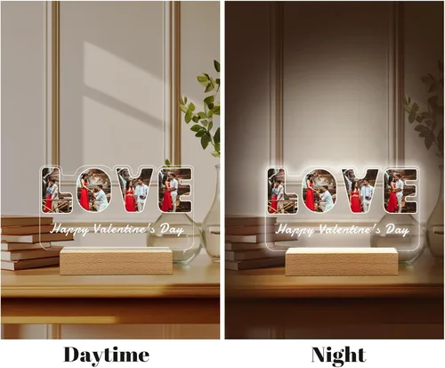Vista 4 de Regalos de fotos personalizados para novio, novia, mujer, pareja, marcos de fotos personalizados, placa acrílica, luz nocturna para mejor amigo
