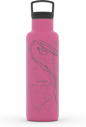 Vista 150 de Well Told Botella de agua aislada con mapa de Washington DC grabado, botella de acero inoxidable grabada (21 onzas, blanco) botella aislada de mapa