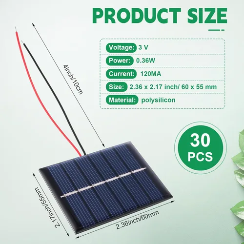 Vista 2 de Kanayu 30 piezas de mini paneles solares 3V 120MA pequeñas células solares policristalinas a granel kits de sistema de bricolaje módulo de panel