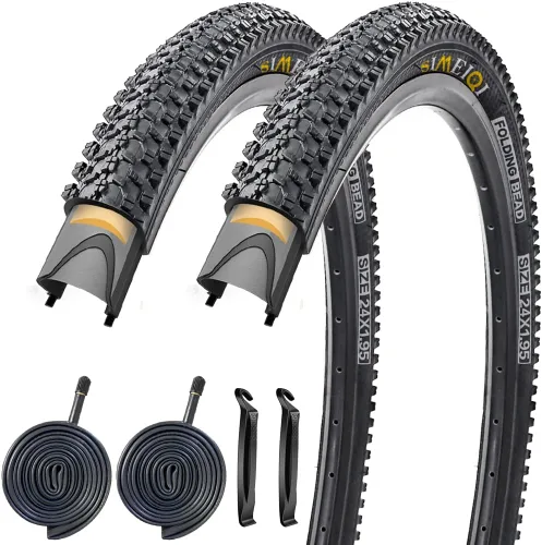 Vista 7 de 24 X 1.95 Inch Folding Bike Tires with 3mm Anti Puncture Proof Protection for Mountain Bicycles