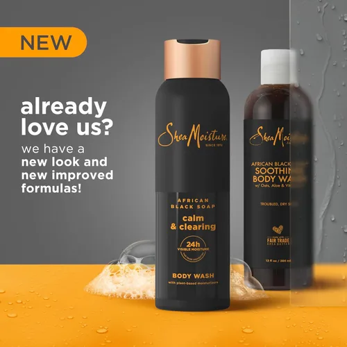 Vista 3 de SheaMoisture Jabón Africano Negro Limpiador corporal Calmante y clarificante para 24H de Humedad visible para una piel saludable y radiante 18 Oz