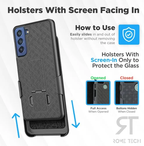 Vista 3 de Funda diseñada para Samsung Galaxy S21 FE 5G con funda de clip para cinturón Combo de funda resistente y funda protectora para teléfono