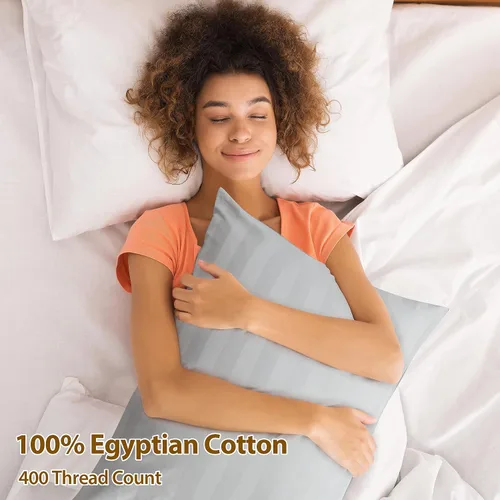 Vista 156 de Juego de 2 fundas de almohada 100% de algodón egipcio, fundas de almohada refrescantes de 400 hilos, fundas de almohada suaves y transpirables