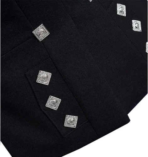 Vista 6 de Gentry Choice Chaqueta y chaleco formal de boda escocesa para hombre, color negro, con chaleco