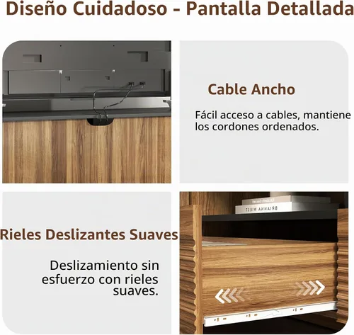 Vista 6 de Epecoya Soporte de TV de 78.8 pulgadas con armarios de almacenamiento para sala de estar, soportes de televisión extralargos para televisores