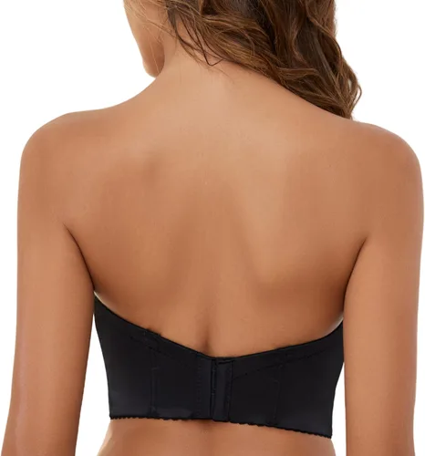 Vista 2 de SEA BBOT Sujetador sin tirantes antideslizante con espalda baja para mujer, brasier con efecto push up multisentido