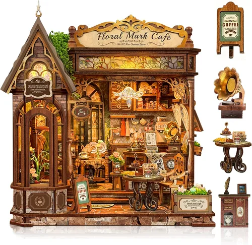 Vista 12 de CRIOLPO Kit de casa de muñecas en miniatura con luces LED para adultos y Aventuras en el bosque