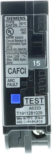 Vista 2 de Disyuntor de circuito neutro enchufable AFCI tipo combinación de 1 polo de 15 amperios