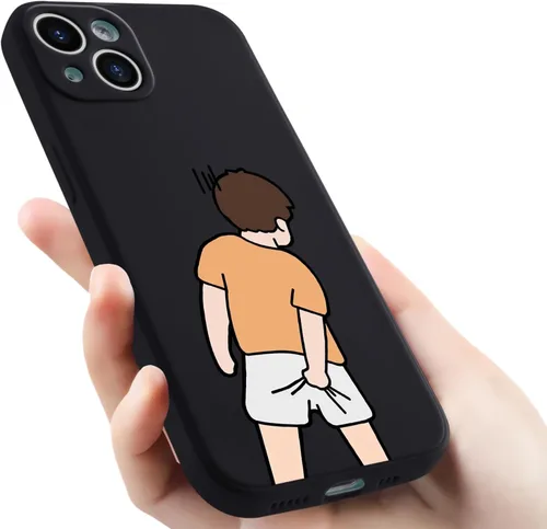 Vista 7 de Funda Graciosa de Chico para iPhone 11, Funda Líquida de Silicona de Gel Suave de Caucho Mate con Forro de Microfibra, Funda Protectora Divertida