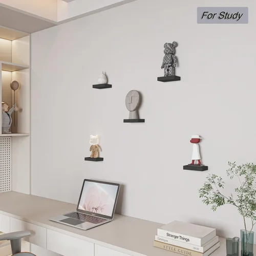 Vista 5 de HAO - Estante flotante pequeño de 6 pulgadas para colgar en la pared, para sala de estar, dormitorio, baño, juego de 3 unidades, color negro
