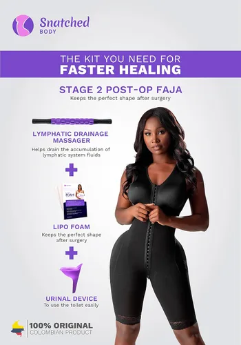 Vista 5 de Snatched Body Etapa 2 Faja poscirugía + dispositivo portátil de viaje urinario P-EZ + masajeador de drenaje linfático + espuma Lipo