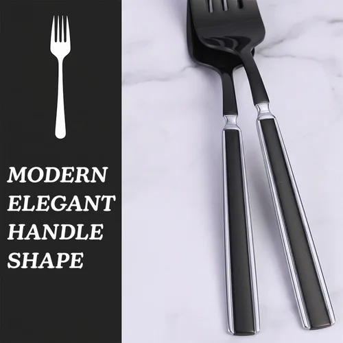 Vista 2 de Blue Sky Infinity Flatware - Tenedores desechables negros – 32 unidades Cubiertos de plástico duro para eventos y fiestas elegantes