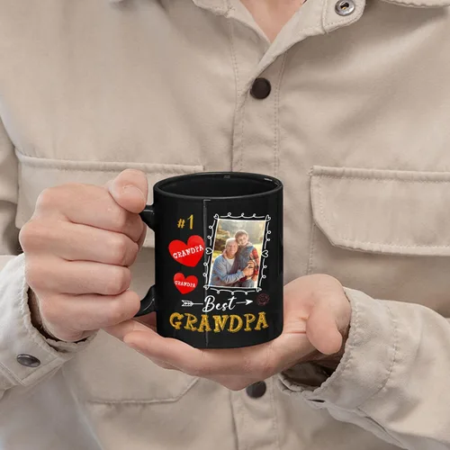 Vista 5 de Taza de café personalizada para el mejor abuelo con nombre y foto de nietos, regalo personalizado no 1 para abuelo, abuelo, papá, pop, taza