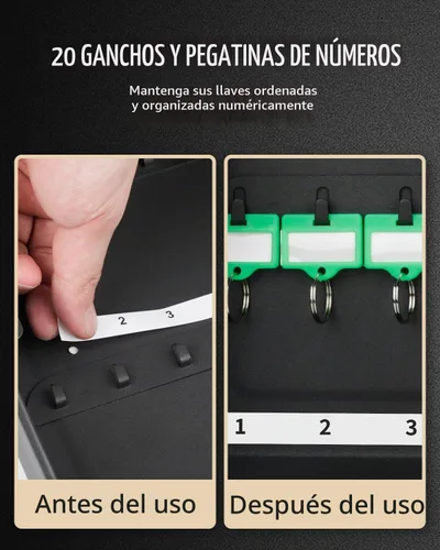 Vista 3 de Uniclife Gabinete de llave de acero de 20 llaves, caja de llaves con Negro