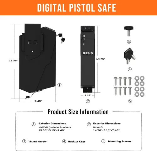 Vista 5 de RPNB - Caja fuerte montada para armas, con certificación California DOJ, tapa de apertura automática, caja fuerte inteligente para pistola
