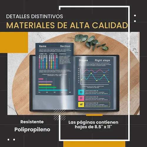 Vista 4 de Better Office Products Libro de presentación encuadernado con 12 bolsillos, color negro con cubierta frontal transparente, 24 páginas protectoras